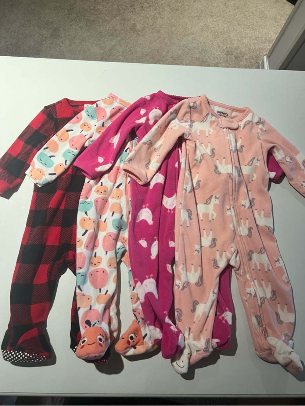 3-6mos Baby bundle of 4 Cozy Fleece Footed Sleepers - Carter’s & Joe Fresh